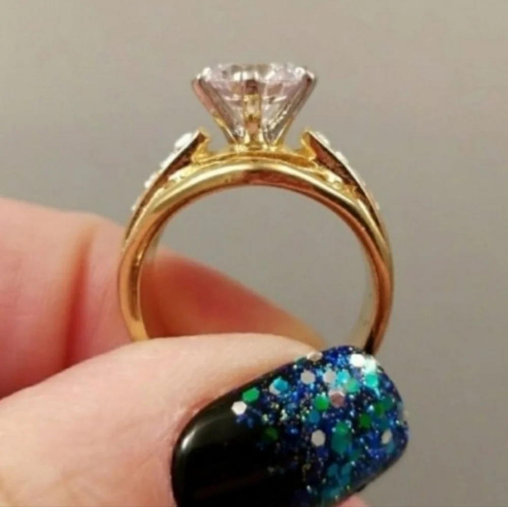 ❤️ 14k GOLD PLATED CZ RING SIZE 8 - Picture 4 of 12